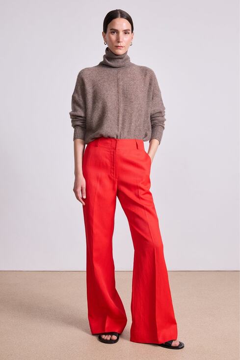Apiece Apart Pants - Apiece Apart Adi Wide Leg Trousers Tigerlilly Red